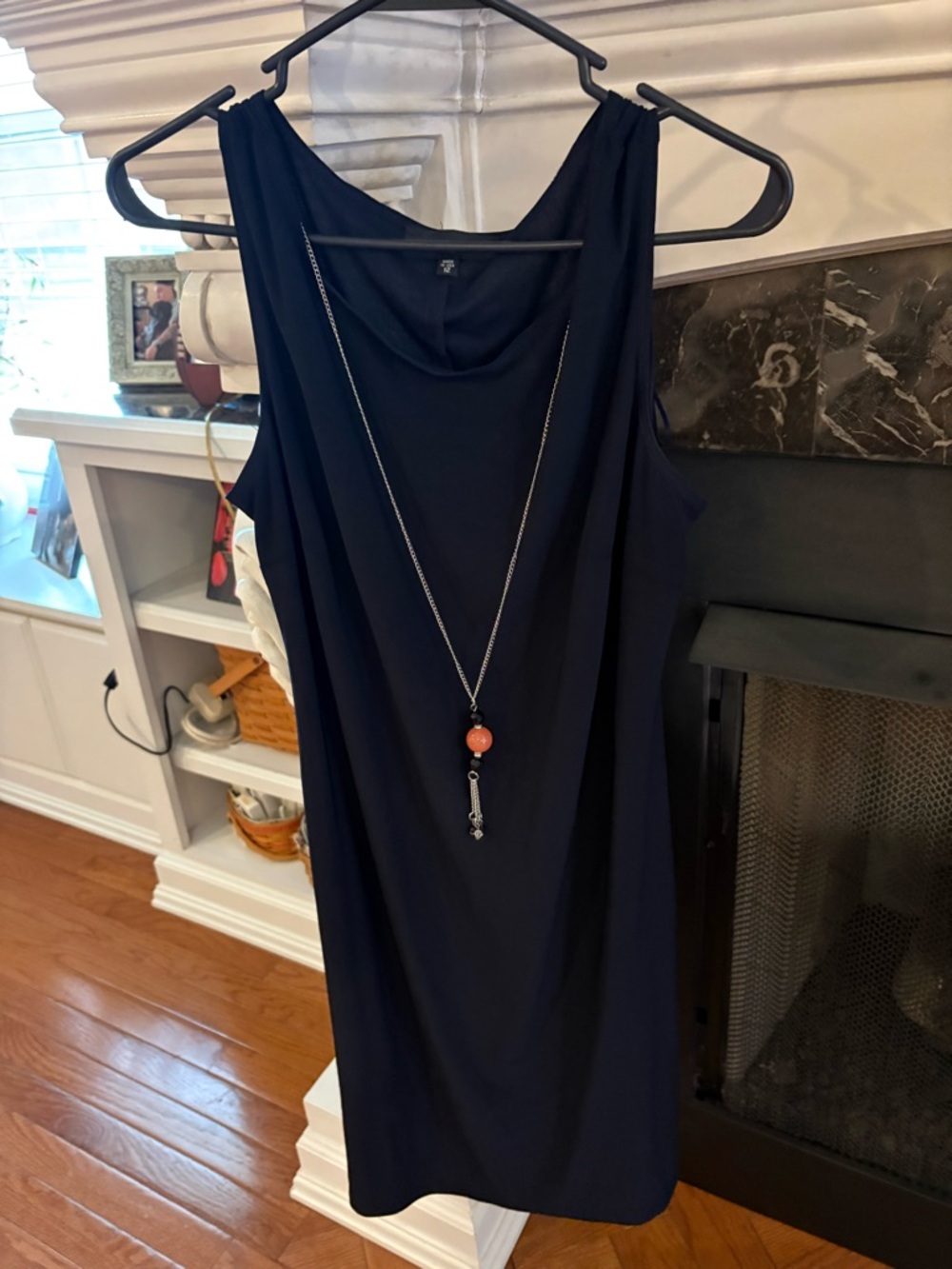 R&M Richards Navy Plush-Lined sleeves dress.